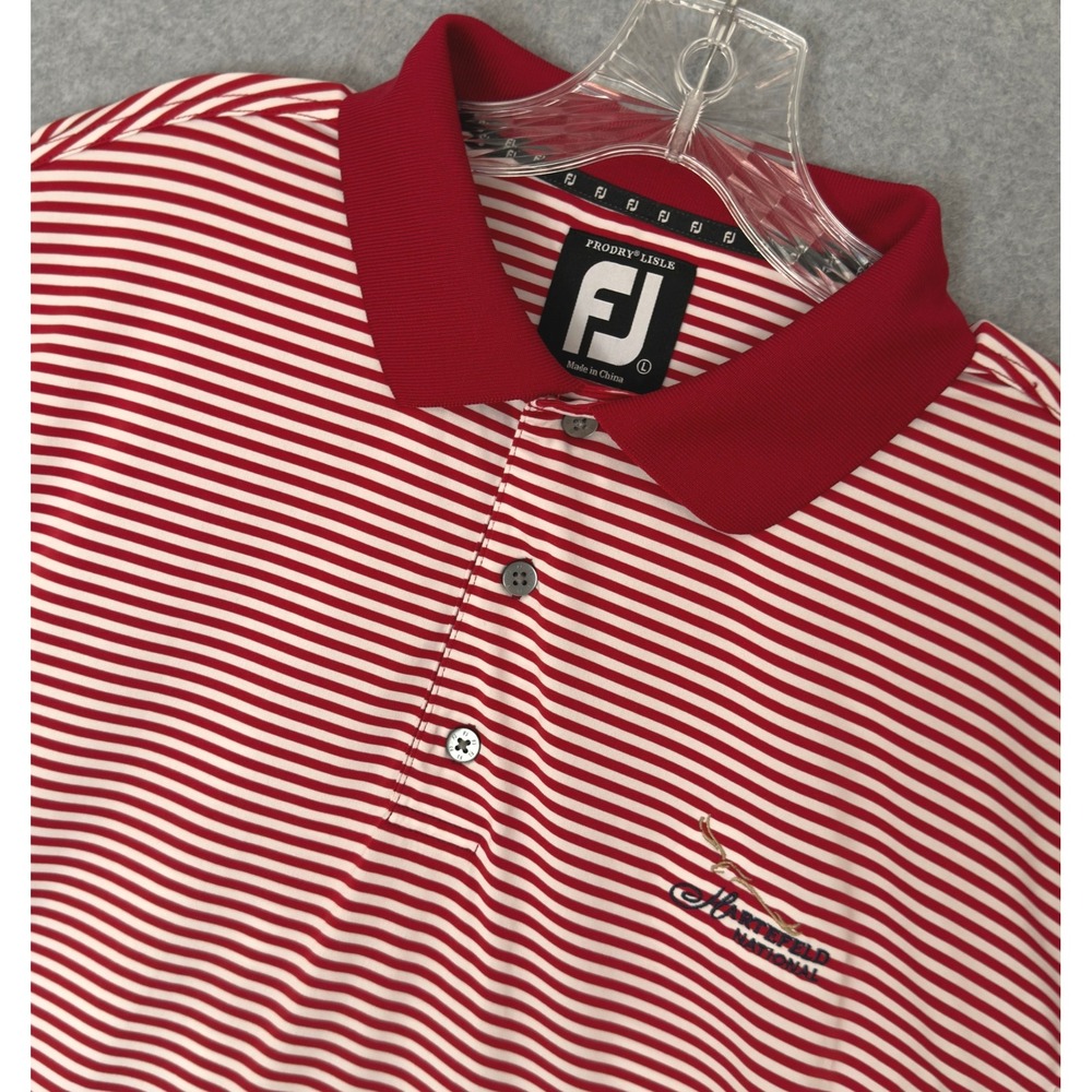FootJoy Hartefeld National Golf Polo Shirt Men Large Red Striped ProDry Lisle